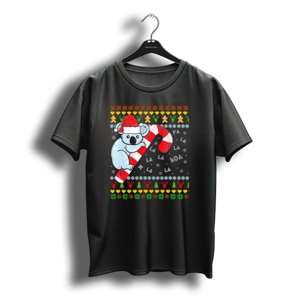 Christmas Koala Bear Santa Fa La La Candy Cane Ugly T Shirt t shirt 1