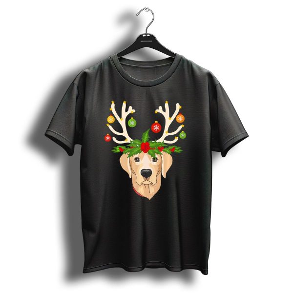 Christmas Labrador Retriever With Holiday Reindeer Antlers And Ornaments T Shirt 1 t shirt 1