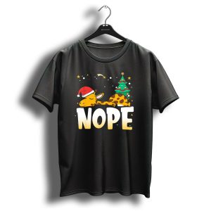 Christmas Lazy Giraffe Nope Santa Hat Tree T Shirt