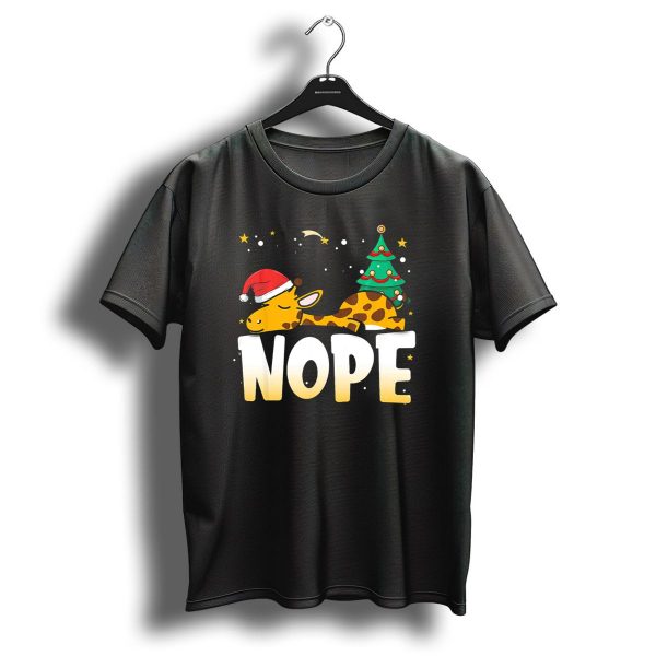 Christmas Lazy Giraffe Nope Santa Hat Tree T Shirt 1 t shirt 1