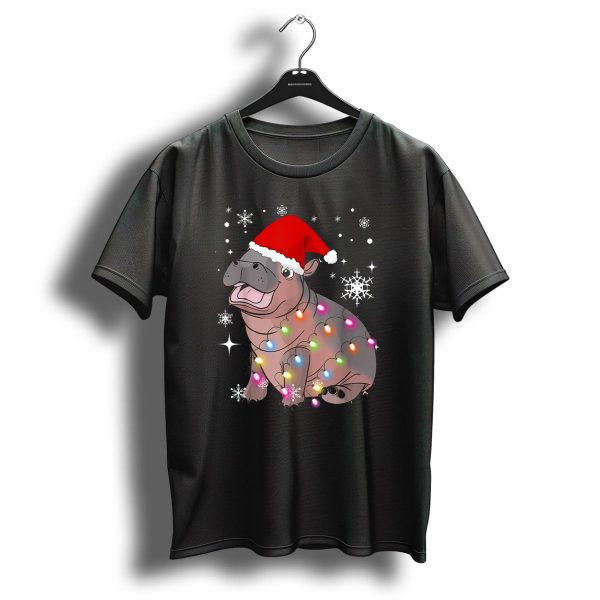 Christmas Lights Baby Hippo Fiona Santa Hat T Shirt 1 t shirt 1