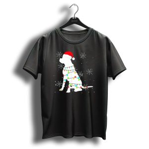 Christmas Lights Boxer Santa Hat Snowflakes T Shirt