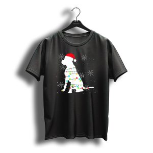 Christmas Lights Boxer Santa Hat Snowflakes T-Shirt