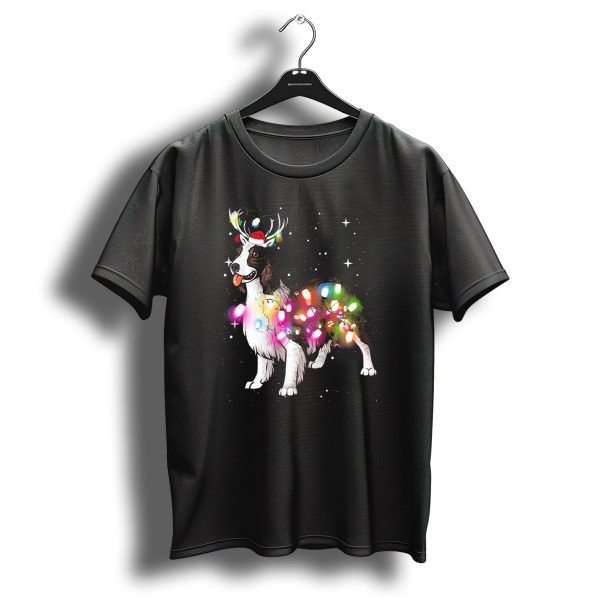 Christmas Lights English Springer Spaniel With Reindeer Antlers And Santa Hat T Shirt 1 t shirt 1