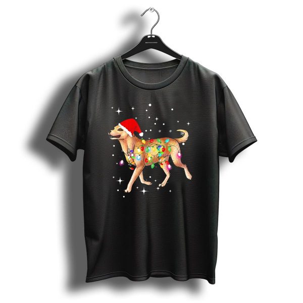Christmas Lights Festive Labrador Retriever With Santa Hat T Shirt 1 t shirt 1