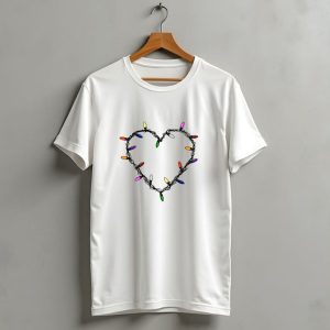 Christmas Lights Heart Shape Multicolored Bulbs T Shirt