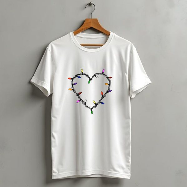 Christmas Lights Heart Shape Multicolored Bulbs T Shirt 1 t shirt 1