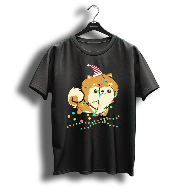 Christmas Lights Pomeranian Santa Hat T Shirt 1 t shirt 1