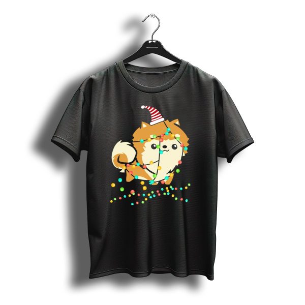 Christmas Lights Pomeranian Santa Hat T Shirt t shirt 1