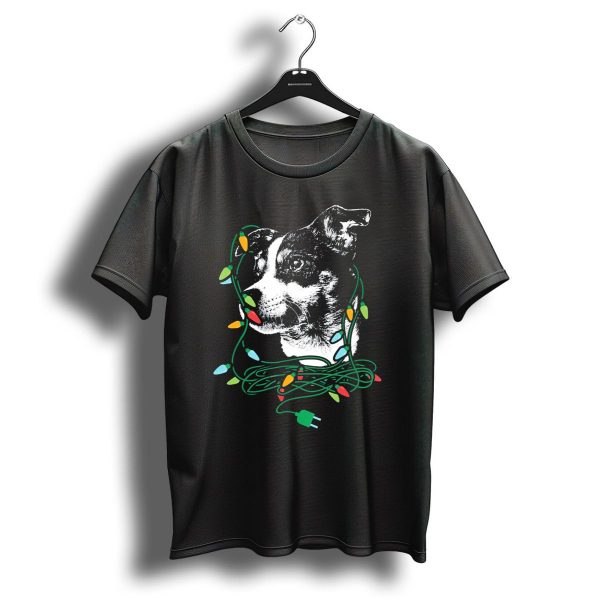 Christmas Lights Rat Terrier Portrait With Festive Holiday Decorations T Shirt 1 t shirt 1