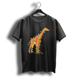 Christmas Lights Wrapped Giraffe Lover T-Shirt