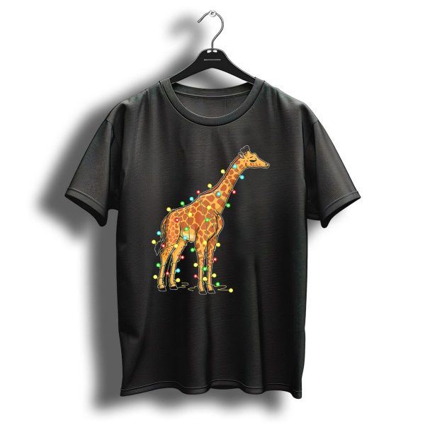 Christmas Lights Wrapped Giraffe Lover T Shirt 1 t shirt 1