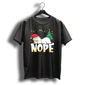 Christmas Llama Nope Lazy Alpaca Santa Hat Christmas Tree T Shirt