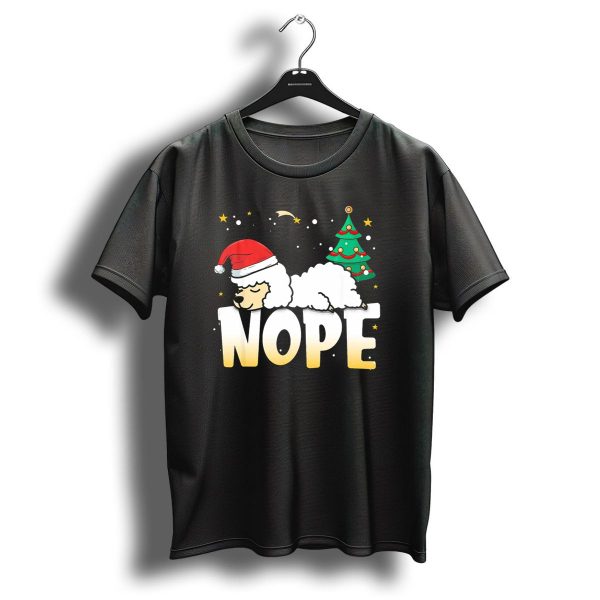 Christmas Llama Nope Lazy Alpaca Santa Hat Christmas Tree T Shirt 1 t shirt 1