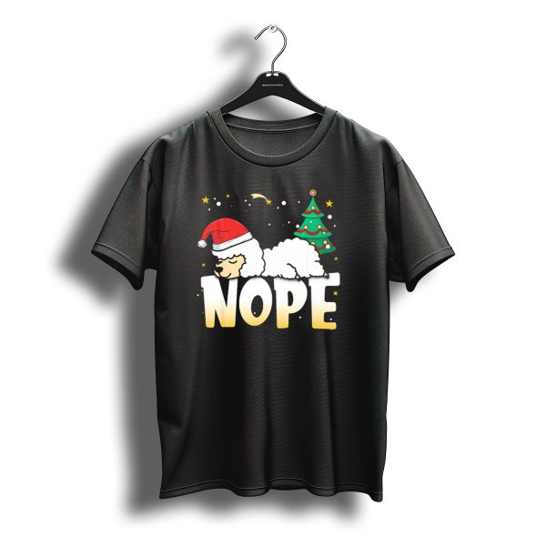 Christmas Llama Nope Lazy Alpaca Santa Hat Christmas Tree T Shirt t shirt 1