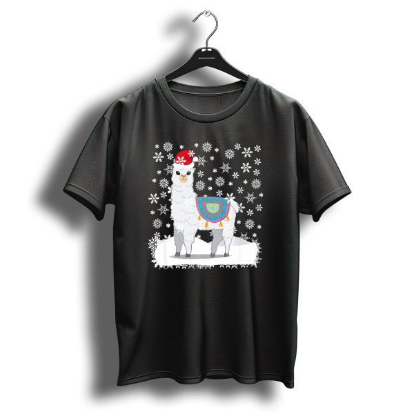 Christmas Llama Snowflakes Santa Hat T Shirt 1 t shirt 1