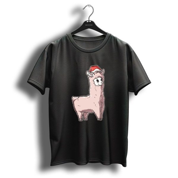Christmas Llama With Santa Hat T Shirt 1 t shirt 1