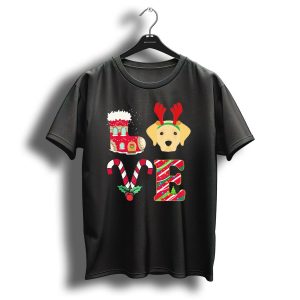 Christmas Love Labrador Retriever Candy Cane Reindeer Antlers T-Shirt