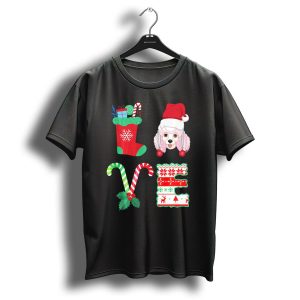 Christmas Love My Poodle Festive Holiday Stocking Candy Cane T-Shirt