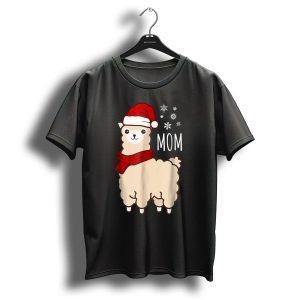 Christmas Mom Llama Cria Herd Xmas Mother Santa Hat Snowflakes T Shirt
