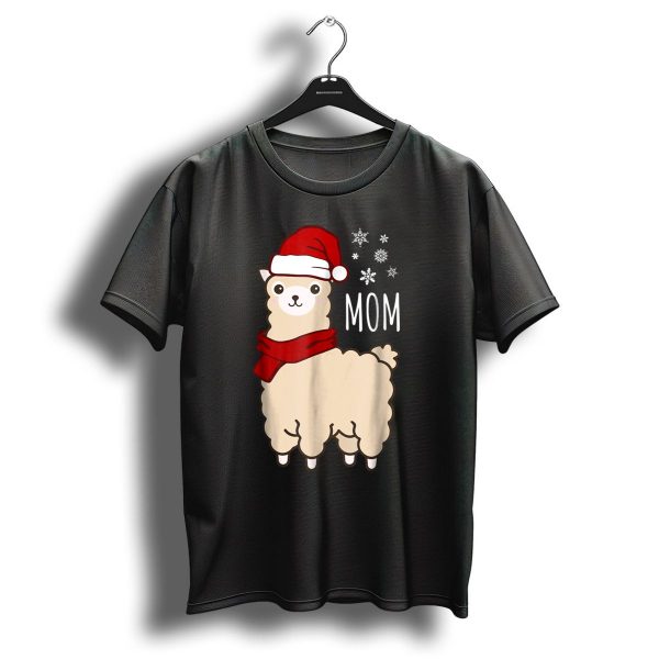 Christmas Mom Llama Cria Herd Xmas Mother Santa Hat Snowflakes T Shirt 1 t shirt 1