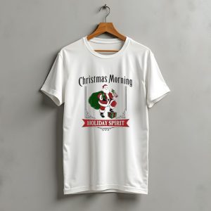 Christmas Morning Santa With Holiday Spirit T-Shirt