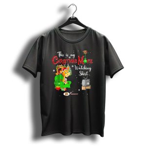 Christmas Movie Watching Shirt With Festive Reindeer By Fireplace T-Shirt