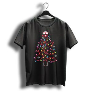 Christmas Nurse Stethoscope Christmas Tree Lights T-Shirt