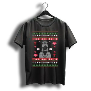 Christmas Nurse Ugly Sweater With Heart And Medical Symbols T-Shirt