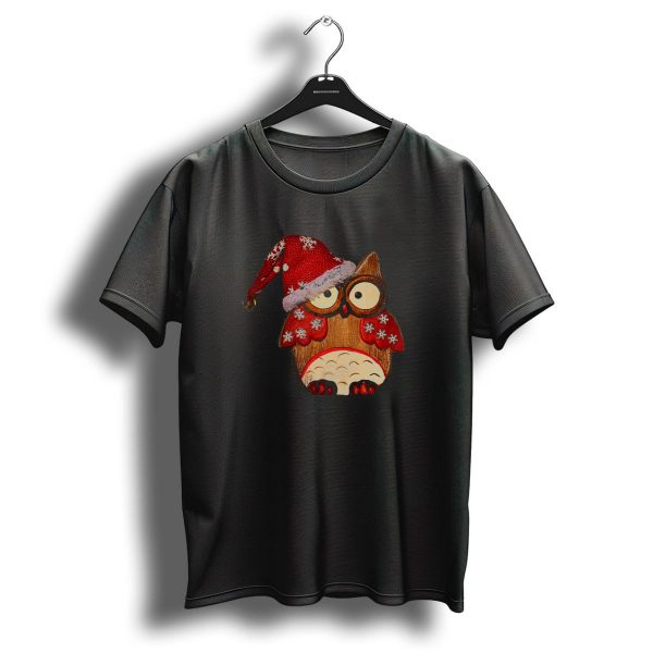 Christmas Owl With Santa Hat And Snowflakes T Shirt 1 t shirt 1