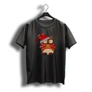 Christmas Owl With Santa Hat And Snowflakes T-Shirt