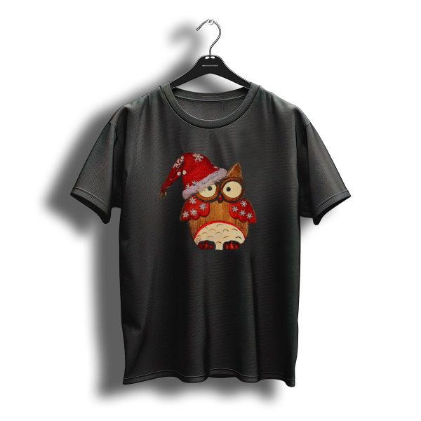 Christmas Owl With Santa Hat And Snowflakes T Shirt t shirt 1