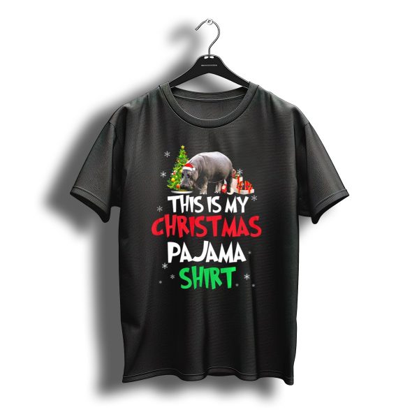 Christmas Pajama Shirt Santa Hippopotamus Christmas Tree T Shirt t shirt 1