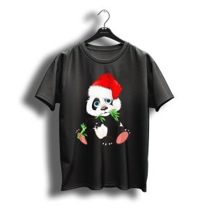Christmas Panda In Santa Hat Eating Bamboo T-Shirt