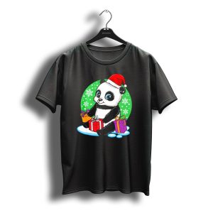 Christmas Panda Santa Hat Snowflakes Presents T-Shirt