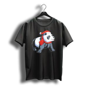 Christmas Panda Santa Hat Winter Scarf Holiday T-Shirt