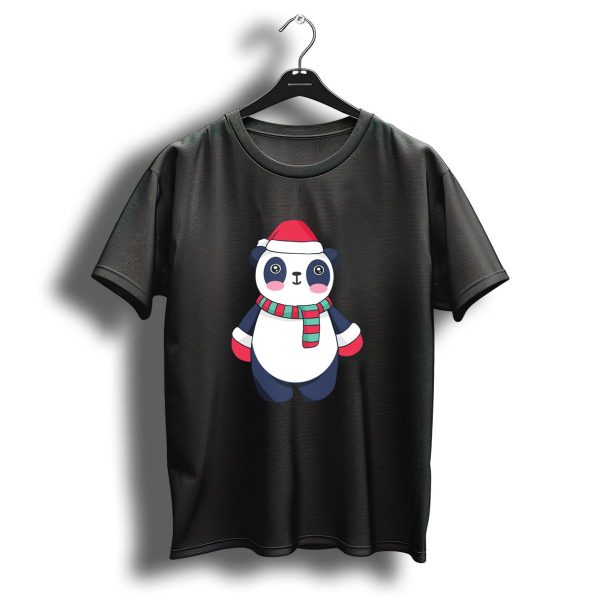 Christmas Panda With Santa Hat And Striped Scarf T Shirt 1 t shirt 1