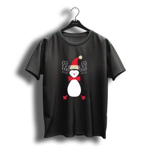 Christmas Penguin Mittens Santa Hat Bowtie T-Shirt