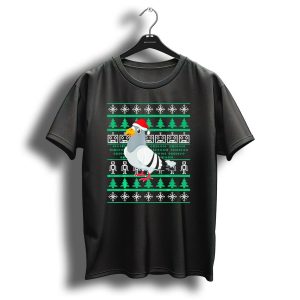Christmas Pigeon Santa Hat Snowflakes Trees T Shirt