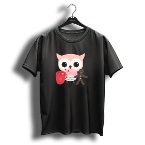 Christmas Pink Owl Hot Cocoa Gingerbread T-Shirt