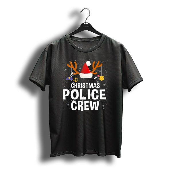 Christmas Police Crew Santa Hat Reindeer Antlers Badge T Shirt t shirt 1
