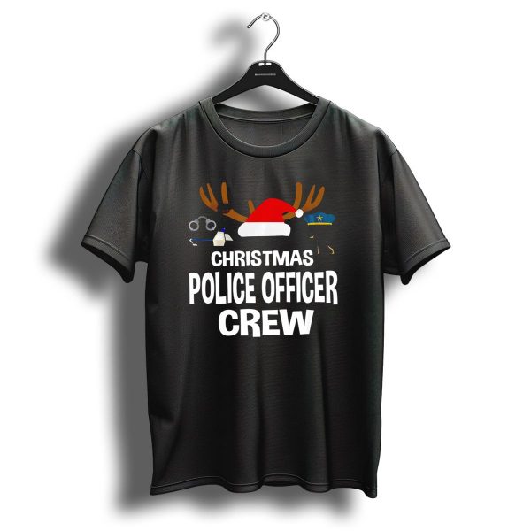 Christmas Police Officer Crew Antlers Santa Hat Handcuffs Badge T Shirt 1 t shirt 1