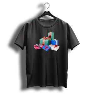 Christmas Presents Green Red Blue Wrapped Gifts T Shirt 1