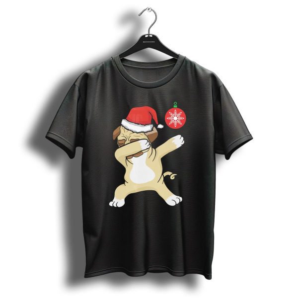 Christmas Pug Dabbing With Santa Hat And Red T Shirt 1 t shirt 1
