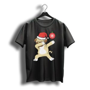 Christmas Pug Dabbing With Santa Hat And Red T-Shirt