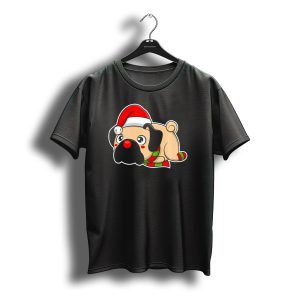 Christmas Pug Puppy With Santa Hat And Scarf T-Shirt