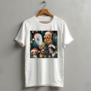 Christmas Puppies Santa Hats Winter Holiday Puppy T Shirt