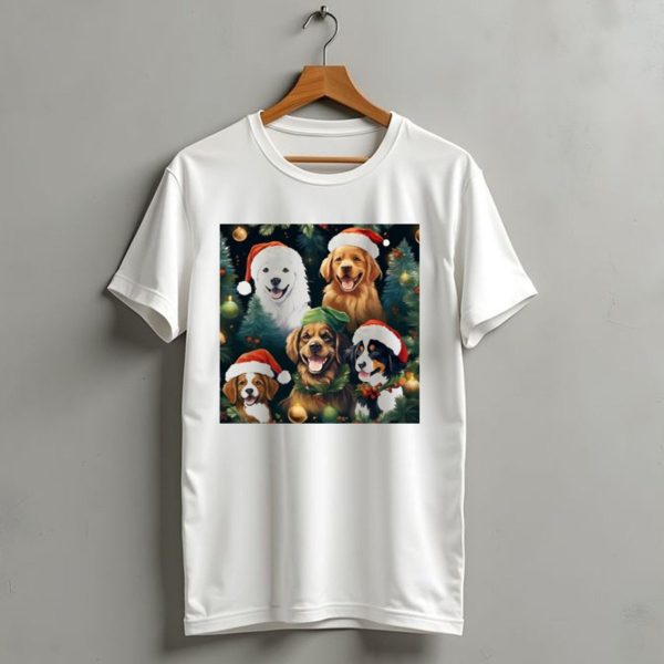 Christmas Puppies Santa Hats Winter Holiday Puppy T Shirt 1 t shirt 1