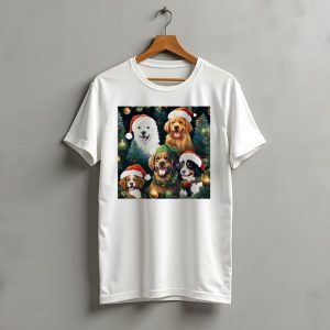 Christmas Puppies Santa Hats Winter Holiday Puppy T-Shirt