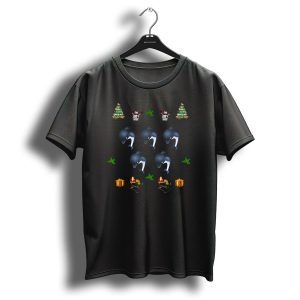 Christmas Pyjama Cute Dolphins Party Snowman Trees And Gifts T-Shirt